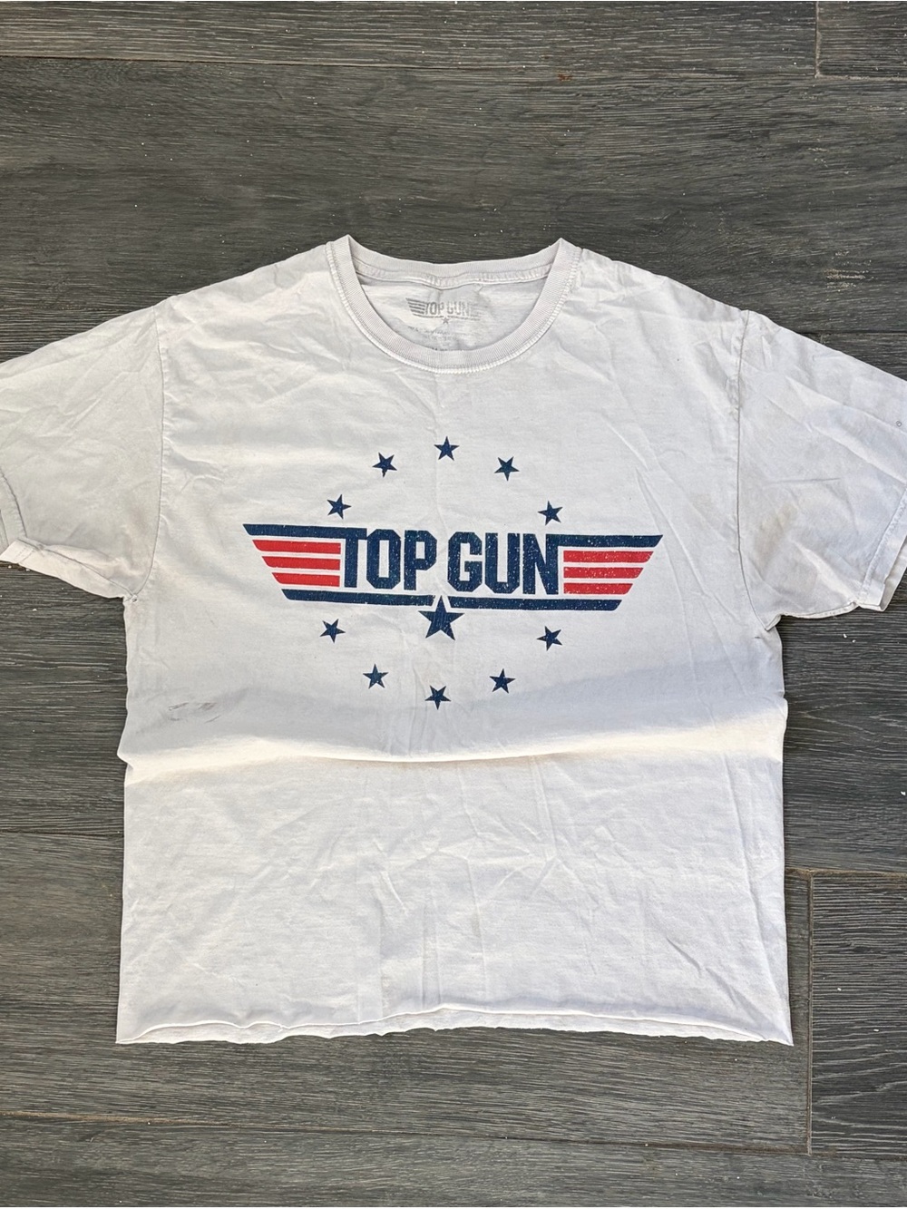 Logo Short Sleeve Tee - White with Navy & Red Graphic